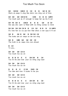 Too Much Too Soon Piano letter notes by Green Day - Arr.Jorthodore Adegee