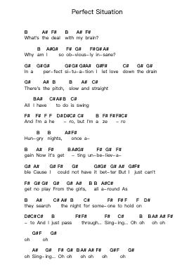 Perfect Situation Piano letter notes by Weezer - Arr.Blyder