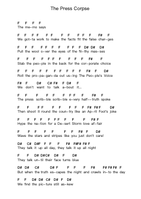 The Press Corpse Piano letter notes by Anti-Flag - Arr.Lanme