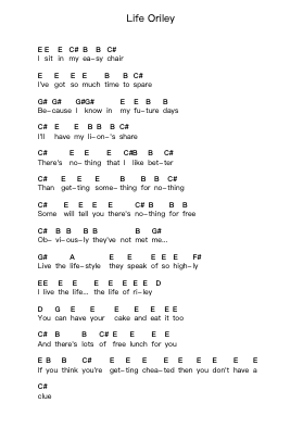 Life Oriley Notas de piano en letras por NOFX - Arr.Ruthfitch Housed