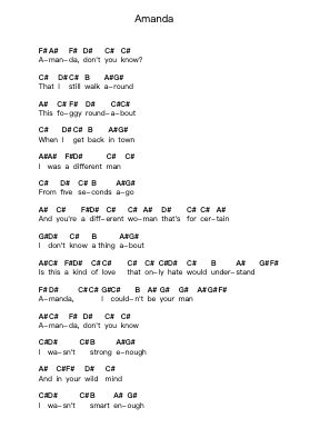 Amanda Catatan huruf piano oleh Green Day - Arr.Jesphy Vebmons