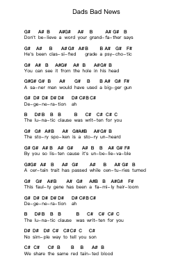 Dads Bad News Piano letter notes by NOFX - Arr.Hula