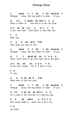Strange Brew Piano letter notes by Cream - Arr.Ruthfitch Jackjoy