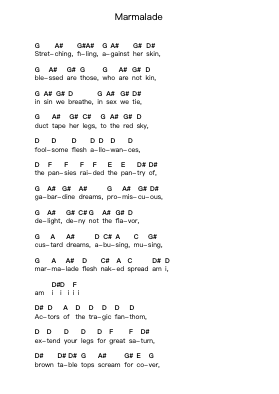 Marmalade Ghi chú đàn piano bởi System Of A Down - Arr.Toutfey