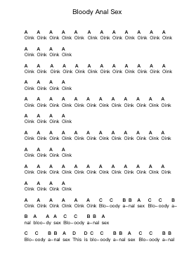 Bloody Anal Sex Piano letter notes by Vaginal Cadaver - Arr.Haynin