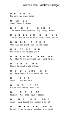Across The Rainbow Bridge Catatan huruf piano oleh Amon Amarth - Arr.Auwolf