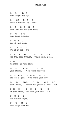 Make Up पियानो पत्र नोट्स द्वारा Escape The Fate - Arr.Sherkes Dofrank
