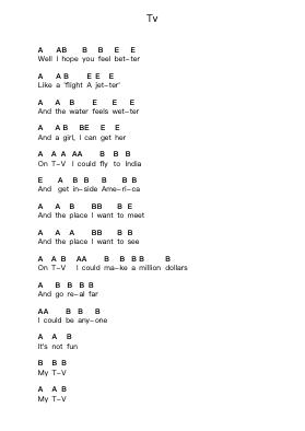 Tv Piano letter notes by Wire - Arr.Jebois Hudlap