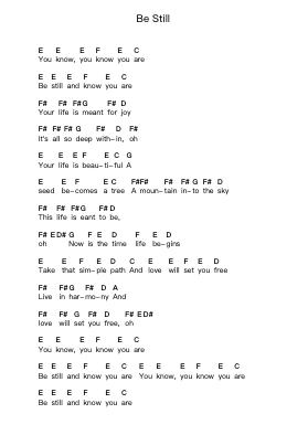Be Still Piano letter notes by The Beach Boys - Arr.Cookelus