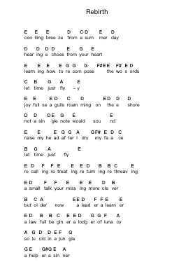 Rebirth Piano letter notes by Angra - Arr.Yulejah