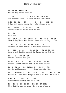 Hero Of The Day ピアノの音符 by Metallica - Arr.Readenee Foxmiles