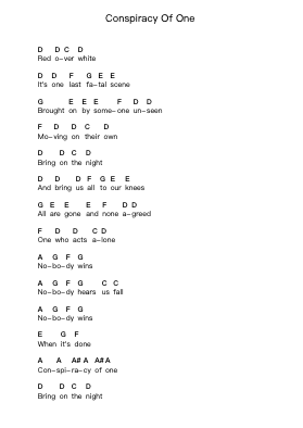 Conspiracy Of One Piano letter notes by The Offspring - Arr.Kitfy