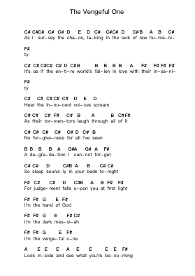 The Vengeful One Klavierbuchstaben-Noten von Disturbed - Arr.Maypaul