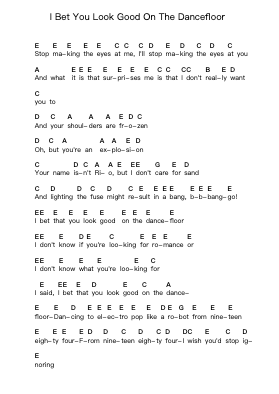 I Bet You Look Good On The Dancefloor Piano letter notes by Arctic Monkeys - Arr.Wanje Phoefra