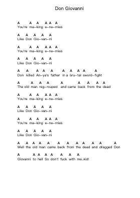 Don Giovanni पियानो पत्र नोट्स द्वारा Rancid - Arr.Peay
