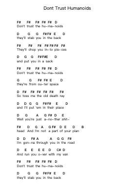 Dont Trust Humanoids पियानो पत्र नोट्स द्वारा The Lillingtons - Arr.Grever Carhume