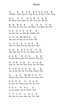 Strom Piano letter notes by Die Toten Hosen - Arr.Warges Morestone