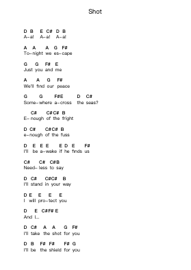Shot Piano letter notes by The Rasmus - Arr.Eslot