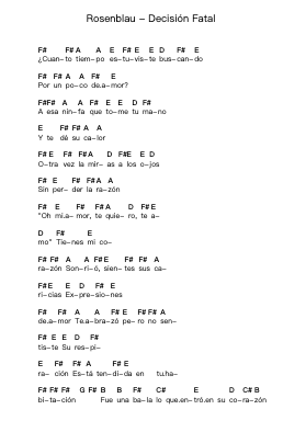 Rosenblau - Decisión Fatal Piano letter notes by Misc Unsigned Bands - Arr.Jonesram Bonah