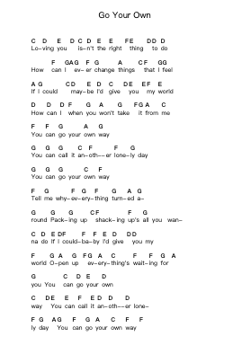 Go Your Own Piano letter notes by Fleetwood Mac - Arr.Brurel