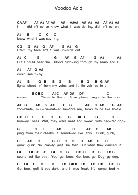 Voodoo Acid Piano letter notes by Steve Vai - Arr.Heca