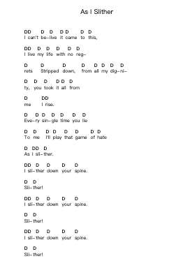 As I Slither Piano letter notes by Kataklysm - Arr.Natmatt