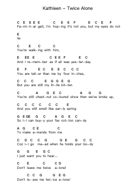 Kathleen - Twice Alone 钢琴字母谱由 Misc Unsigned Bands - 编曲 Humbart Browningboyd