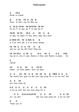 Helicopter 钢琴字母谱由 Bloc Party - 编曲 Peathew Odeshua