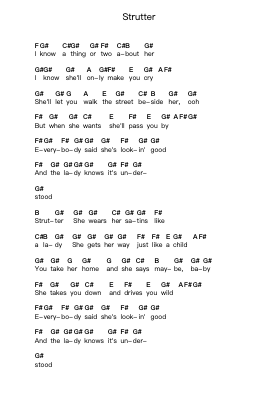 Strutter Piano letter notes by KISS - Arr.Vanckey Housetia