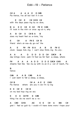 Edd--19 - Patience Nota surat piano oleh Misc Unsigned Bands - Arr.Greengrant Darvice