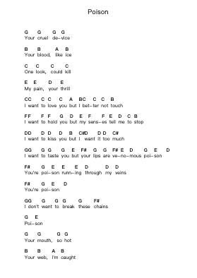 Poison Piano letter notes by Alice Cooper - Arr.Hooters Xenie