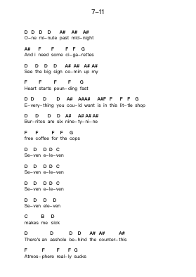 7-11 Nota surat piano oleh Screeching Weasel - Arr.Saxrob Lindhume