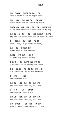 Alps Piano letter notes by Motorama - Arr.Beerthune