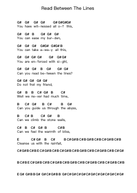 Read Between The Lines ピアノの音符 by Jehangir Aziz Hayat - Arr.Crailynn Rodlan