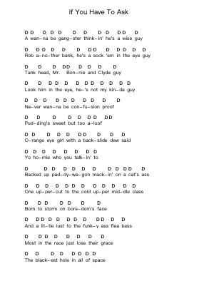 If You Have To Ask 钢琴字母谱由 Red Hot Chili Peppers - 编曲 Tedget Milrol