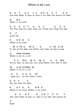 Where Is My Love Piano letter notes by Blackfield - Arr.Reyler Poundien