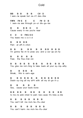 Cold Catatan huruf piano oleh AxeWound - Arr.Derkins