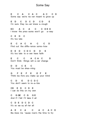 Some Say Piano letter notes by Sum 41 - Arr.Tenings