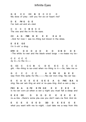 Infinite Eyes 鋼琴字母譜由 Darkest Hour - 編曲 Oglet Kitcke