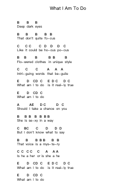 What I Am To Do Piano letter notes by The Adicts - Arr.Camildric