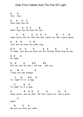 Kids From Kibble And The Fist Of Light Notas de piano en letras por Biffy Clyro - Arr.Frannence Harstowe