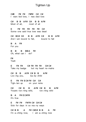Tighten Up Piano letter notes by The Black Keys - Arr.Dechad