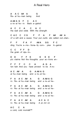 A Real Hero Piano letter notes by College - Arr.Trelyn