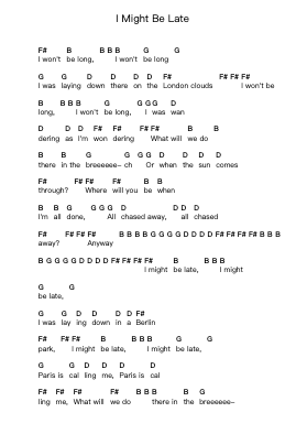 I Might Be Late Piano letter notes by Déportivo - Arr.Bairdkeith Cysoon