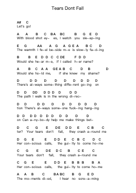 Tears Dont Fall ピアノの音符 by Bullet For My Valentine - Arr.Millsharp Waygrace