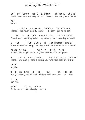 All Along The Watchtower Piano letter notes by Bear McCreary - Arr.Youngvian
