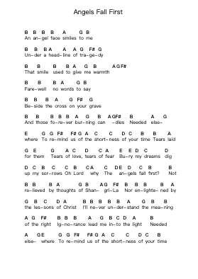 Angels Fall First Piano letter notes by Nightwish - Arr.Yalegus