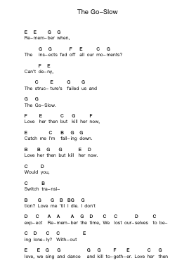 The Go-Slow Piano letter notes by Biffy Clyro - Arr.Zimgus Jackfred
