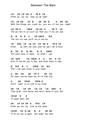 Between The Bars 钢琴字母谱由 Elliott Smith - 编曲 Milpkins Drewdrich