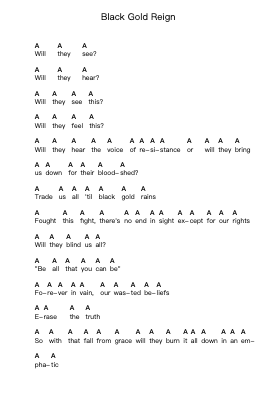 Black Gold Reign Piano letter notes by All Shall Perish - Arr.Vinwat